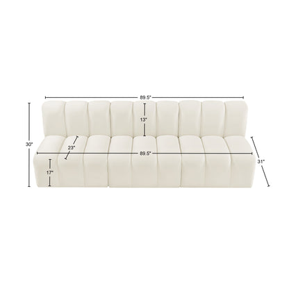 Zara Cream Velvet Modular Sofa S3F