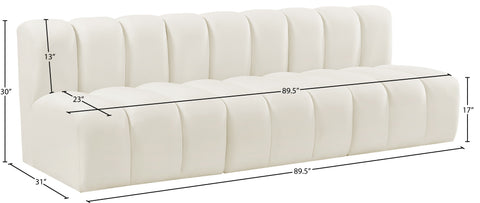 Yara 89.5" Velvet Upholstered Sectional, 3-Piece