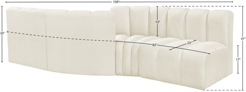 Briar Cream 108 Velvet Upholstered Modular Sectional, 4-Piece