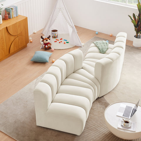 Briar Cream 108 Velvet Upholstered Modular Sectional, 4-Piece
