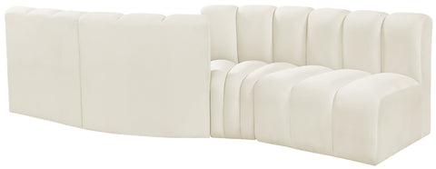 Briar Cream 108 Velvet Upholstered Modular Sectional, 4-Piece