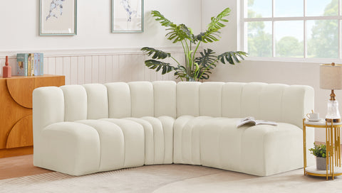 Briar Cream 103 Velvet Upholstered Modular Sectional, 4-Piece