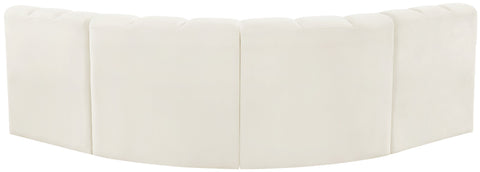 Briar Cream 103 Velvet Upholstered Modular Sectional, 4-Piece