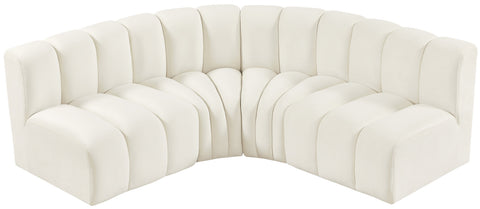Briar Cream 103 Velvet Upholstered Modular Sectional, 4-Piece