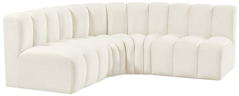 Briar Cream 103 Velvet Upholstered Modular Sectional, 4-Piece