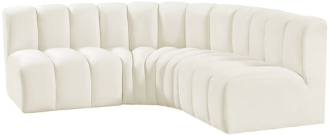 Briar Cream 103 Velvet Upholstered Modular Sectional, 4-Piece