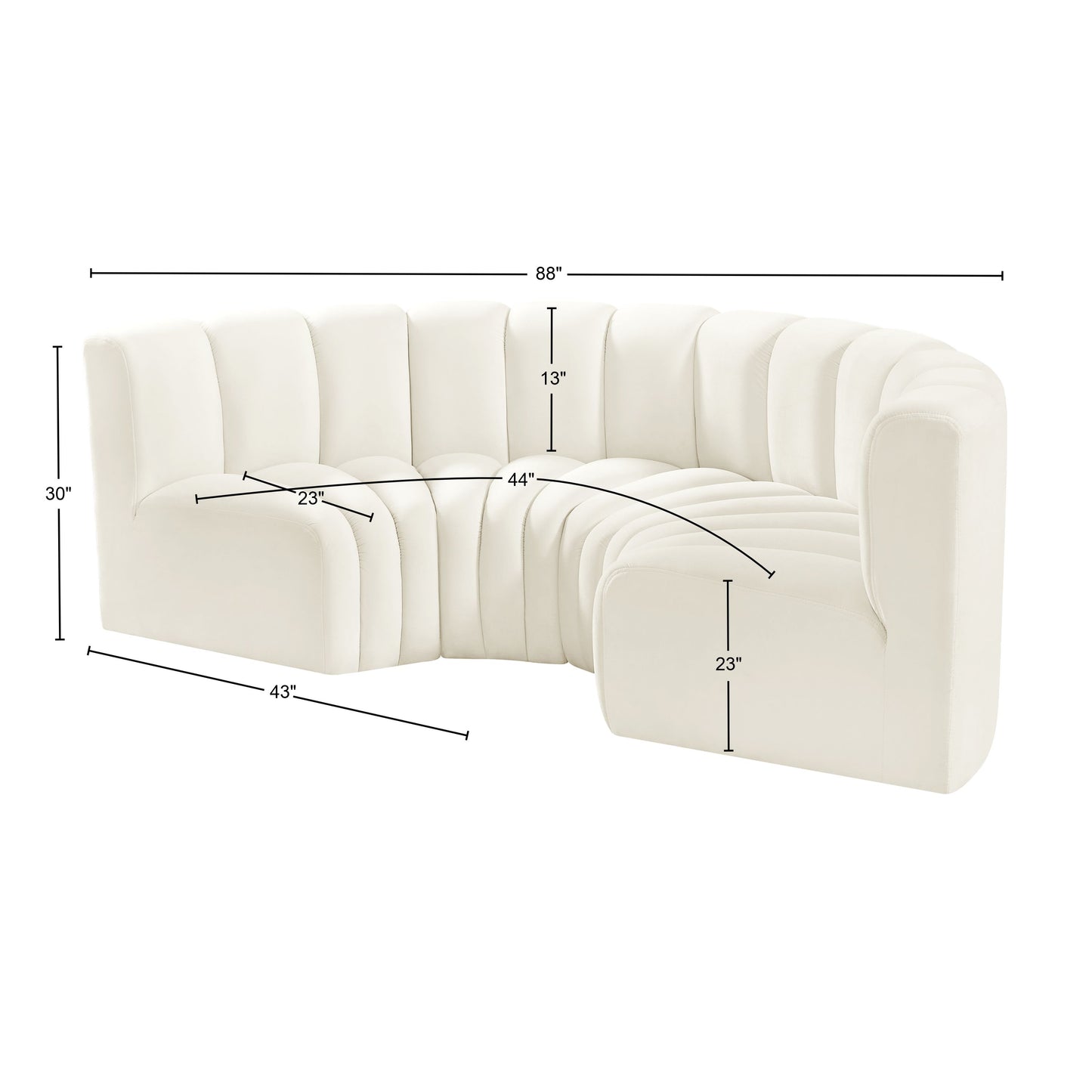 zara cream velvet modular sofa s4c