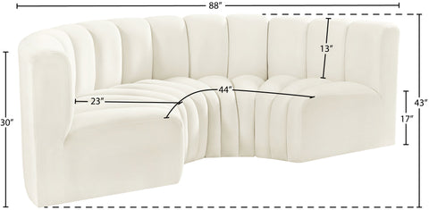 Briar Cream 88 Velvet Upholstered Modular Sectional, 4-Piece
