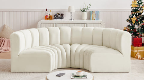 Briar Cream 88 Velvet Upholstered Modular Sectional, 4-Piece