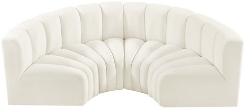Briar Cream 88 Velvet Upholstered Modular Sectional, 4-Piece