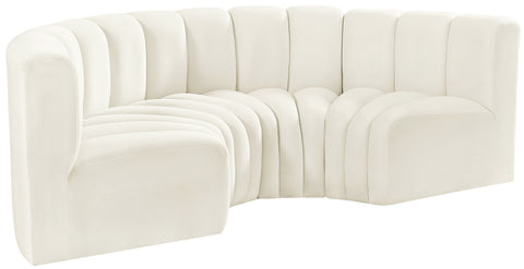 Briar Cream 88 Velvet Upholstered Modular Sectional, 4-Piece