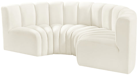 Briar Cream 88 Velvet Upholstered Modular Sectional, 4-Piece