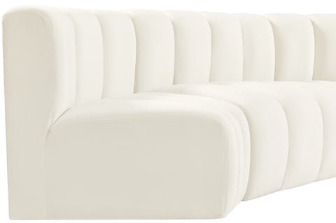 Briar Cream 88 Velvet Upholstered Modular Sectional, 4-Piece