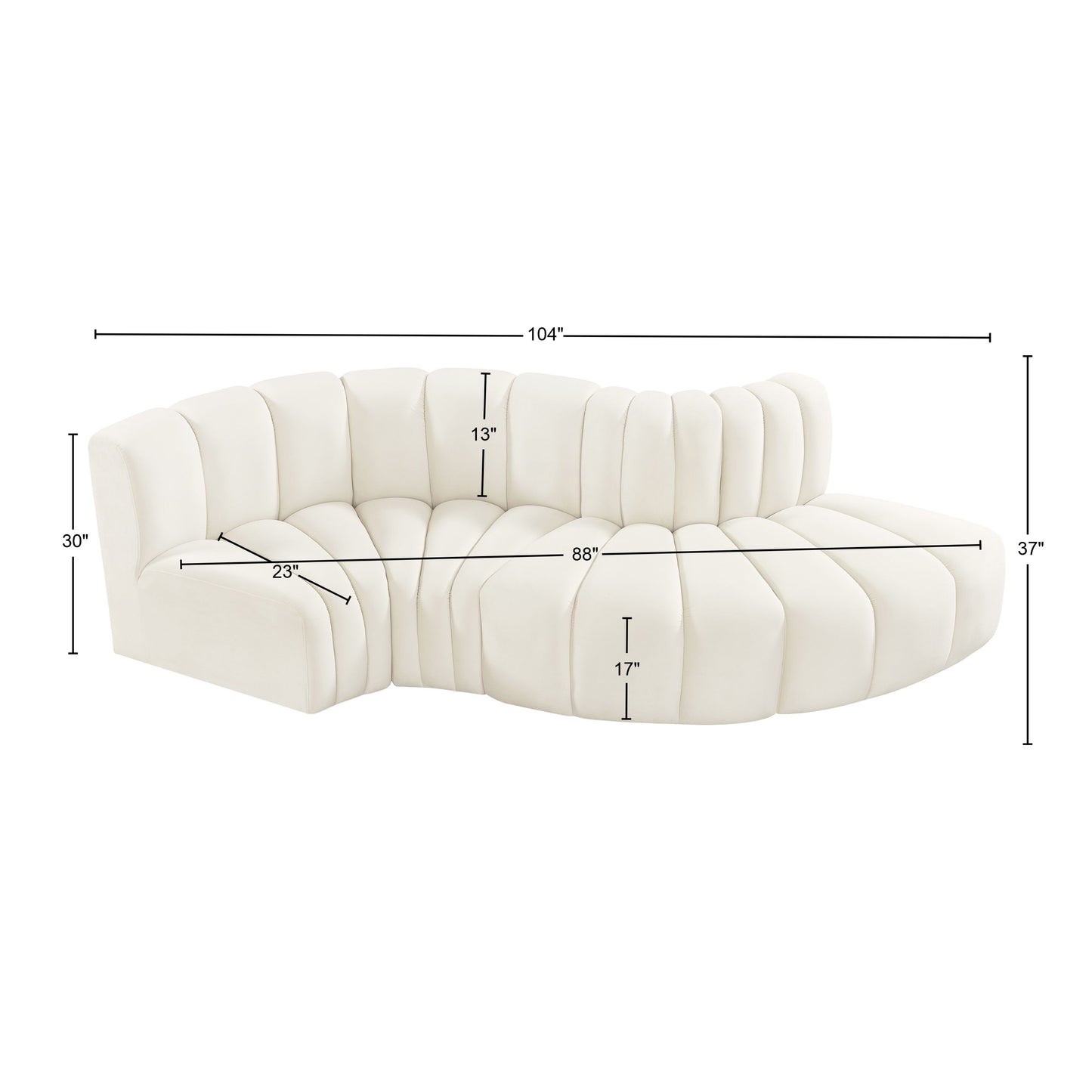 zara cream velvet modular sofa s4d