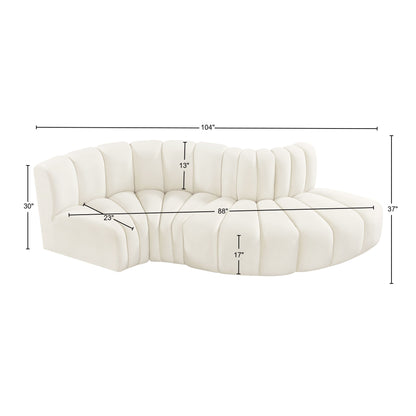 Zara Cream Velvet Modular Sofa S4D