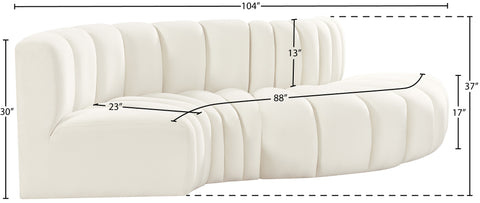 Briar Cream 104 Velvet Upholstered Modular Sectional, 4-Piece