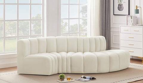 Briar Cream 104 Velvet Upholstered Modular Sectional, 4-Piece