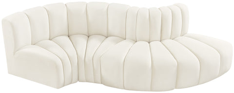 Briar Cream 104 Velvet Upholstered Modular Sectional, 4-Piece