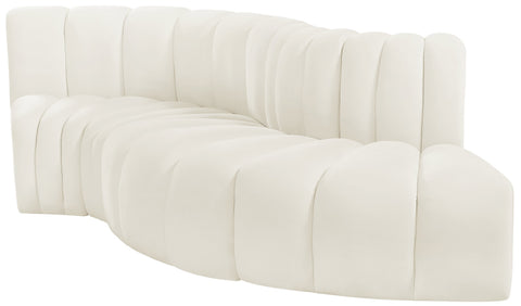 Briar Cream 104 Velvet Upholstered Modular Sectional, 4-Piece