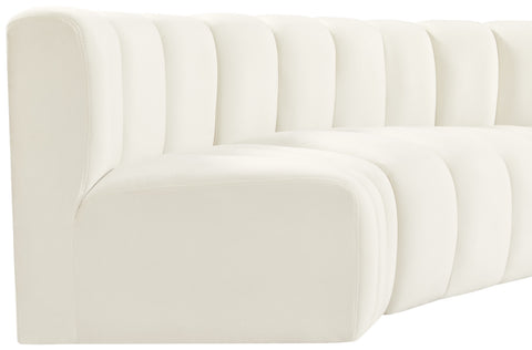 Briar Cream 104 Velvet Upholstered Modular Sectional, 4-Piece
