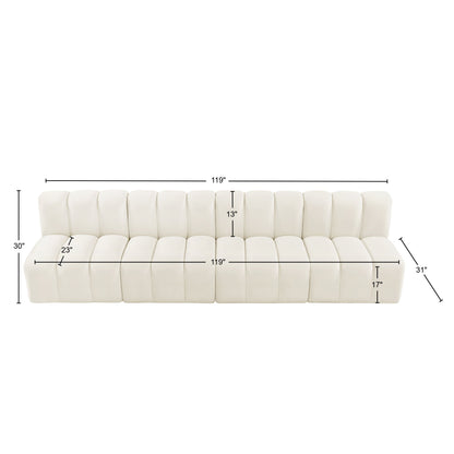 Zara Cream Velvet Modular Sofa S4E