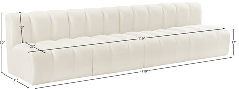Briar Cream 119 Velvet Upholstered Modular Sectional, 4-Piece