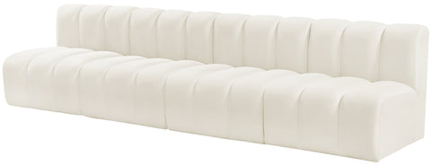 Briar Cream 119 Velvet Upholstered Modular Sectional, 4-Piece
