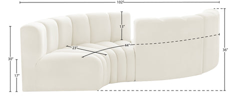 Briar Cream 102 Velvet Upholstered Modular Sectional, 4-Piece