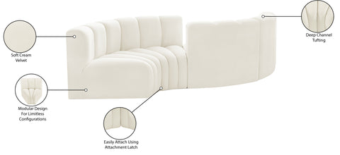 Briar Cream 102 Velvet Upholstered Modular Sectional, 4-Piece