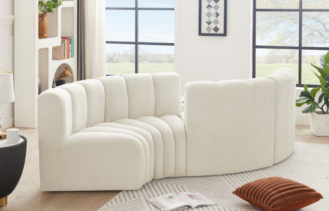 Briar Cream 102 Velvet Upholstered Modular Sectional, 4-Piece