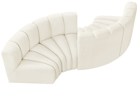 Briar Cream 102 Velvet Upholstered Modular Sectional, 4-Piece