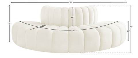 Briar Cream 90 Velvet Upholstered Modular Sectional, 4-Piece