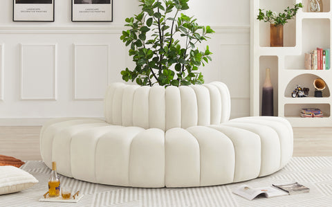 Briar Cream 90 Velvet Upholstered Modular Sectional, 4-Piece