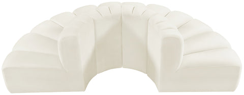 Briar Cream 90 Velvet Upholstered Modular Sectional, 4-Piece