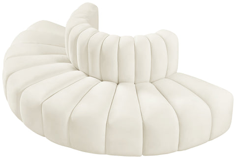 Briar Cream 90 Velvet Upholstered Modular Sectional, 4-Piece