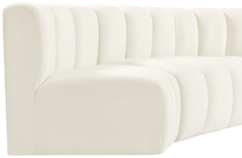 Briar Cream 133 Velvet Upholstered Modular Sectional, 5-Piece