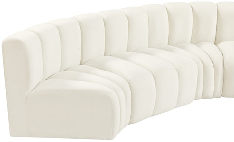 Briar Cream 133 Velvet Upholstered Modular Sectional, 5-Piece