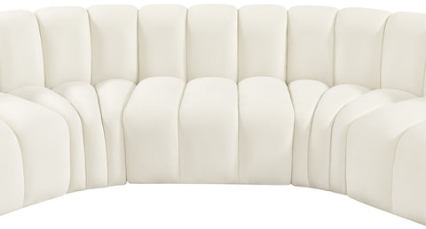 Briar Cream 133 Velvet Upholstered Modular Sectional, 5-Piece