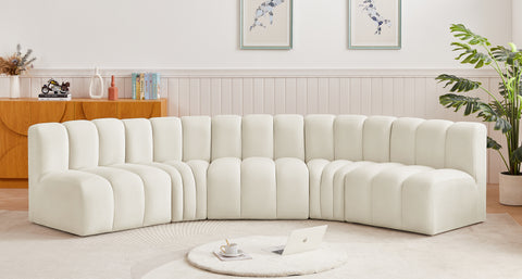Briar Cream 133 Velvet Upholstered Modular Sectional, 5-Piece