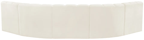 Briar Cream 133 Velvet Upholstered Modular Sectional, 5-Piece