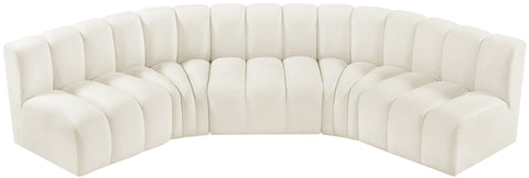Briar Cream 133 Velvet Upholstered Modular Sectional, 5-Piece