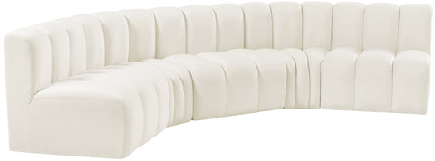 Briar Cream 133 Velvet Upholstered Modular Sectional, 5-Piece