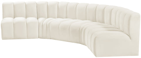 Briar Cream 133 Velvet Upholstered Modular Sectional, 5-Piece
