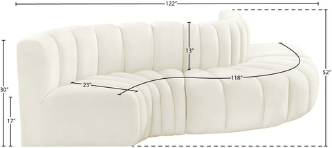 Briar Cream 122 Velvet Upholstered Modular Sectional, 5-Piece
