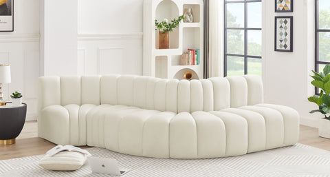 Briar Cream 122 Velvet Upholstered Modular Sectional, 5-Piece