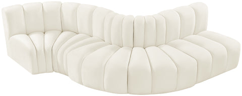 Briar Cream 122 Velvet Upholstered Modular Sectional, 5-Piece