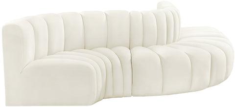 Briar Cream 122 Velvet Upholstered Modular Sectional, 5-Piece