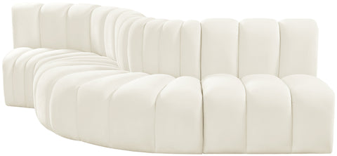 Briar Cream 122 Velvet Upholstered Modular Sectional, 5-Piece