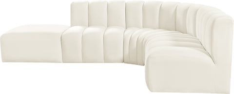 Briar Cream 127 Velvet Upholstered Modular Sectional, 5-Piece