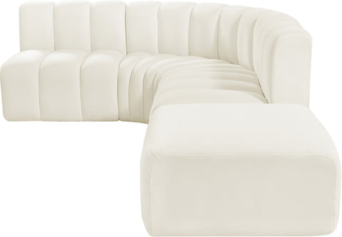 Briar Cream 127 Velvet Upholstered Modular Sectional, 5-Piece